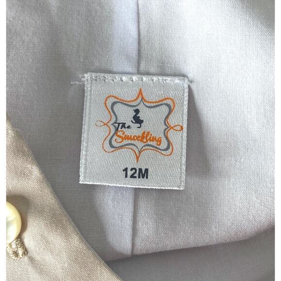 The Smockling Tan Smocked Starfish Sea Dollars Jon Jon Boys 12 Mo - Picture 4 of 4